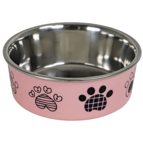 Boon Eetbak Rvs Pawprint 13Cm/540Ml Roze