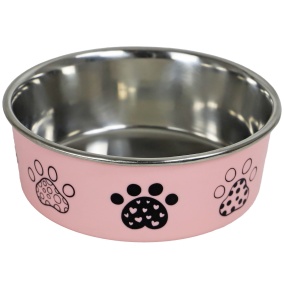 Boon Eetbak Rvs Pawprint 16Cm/940Ml Roze