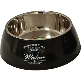Boon Eetbak Pl./Rvs Hond Water/Food Zw 18Cm