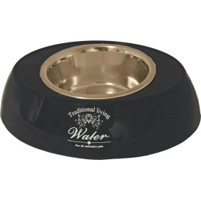 Boon Eetbak Pl./Rvs Hond Ovaal W./F. Zw 29Cm