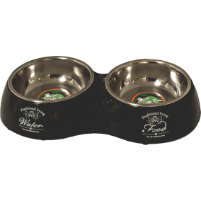 Boon Eetbak Pl./Rvs Hond Dubbel W./F. Zw 27Cm