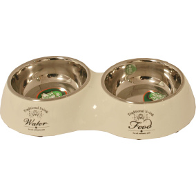 Boon Eetbak Pl./Rvs Hond Dubbel W./F. Be 27Cm