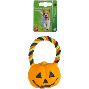 Boon Pompoen Latex+Floss Touw 13Cm Oranje/Zw.