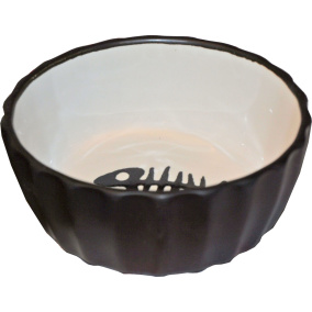 Boon Eetbak Steen Kat Zwart/Wit Met Vis 11 Cm