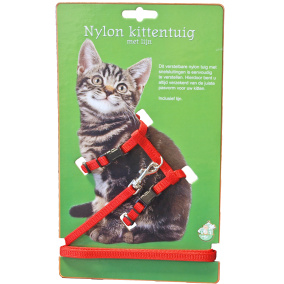 Boon Kittentuig Nylon Met Lijn Rood