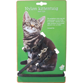 Boon Kittentuig Nylon Met Lijn Zwart