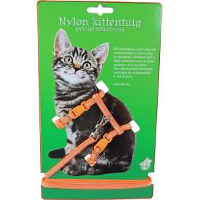 Boon Kittentuig Nylon+Lijn Neon Oranje Refl.