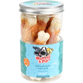 Woezel & Pip Geperste Botjes+kip 6cm in Pot 230 Gram