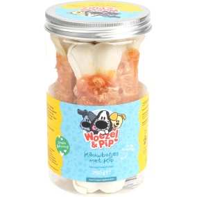 Woezel & Pip Geperste Botten+kip 13cm in Pot 260 Gram