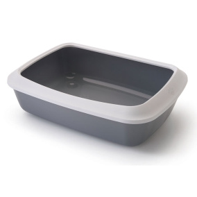 Savic Kattenbak Iriz Met Rand Koudgrijs / Wit 42X31X12,5 Cm