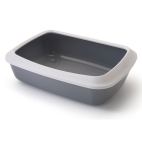 Savic Kattenbak Iriz Met Rand Koudgrijs / Wit 50X37X13 Cm