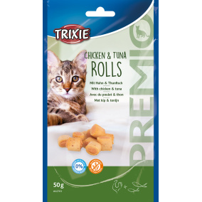 Trixie Premio Kip & Tonijn Rolletjes Voor Katten Glutenvrij 50 Gr