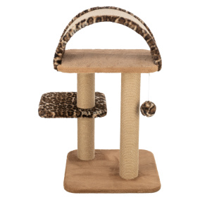 Trixie Krabpaal Leo Panterprint Ligplaats Met Boog Bruin 48X48X85 Cm