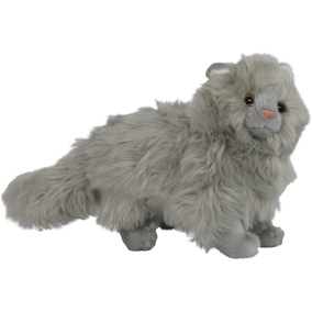 Boony Natural Deco Kat Pluche Staand Grijs 30 Cm