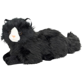 Boony Natural Deco Kat Pluche Liggend Zwart 30 Cm
